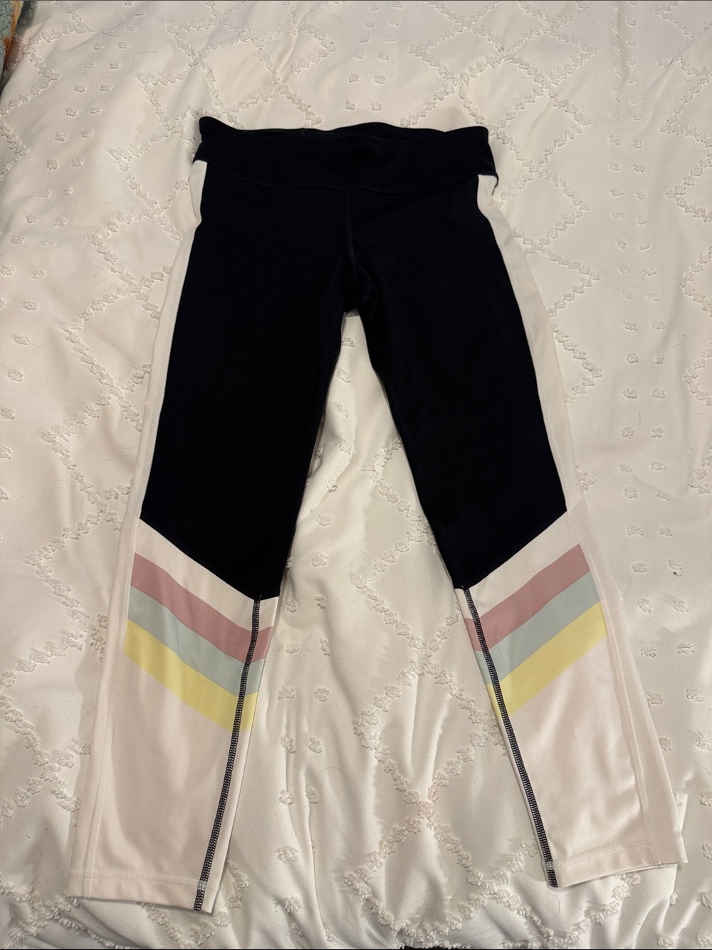 Gap fit Black and Pastel Stripe Leggings